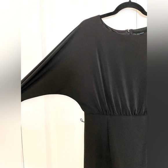 Ralph Lauren Black Dress! Classic! Stretch & Support! Boatneck & Batwing! Sz 12 - Picture 6 of 13